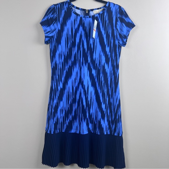 Michael Kors Dresses & Skirts - Michael Kors NWT Blue Black Patterned pleated Dress women’s small